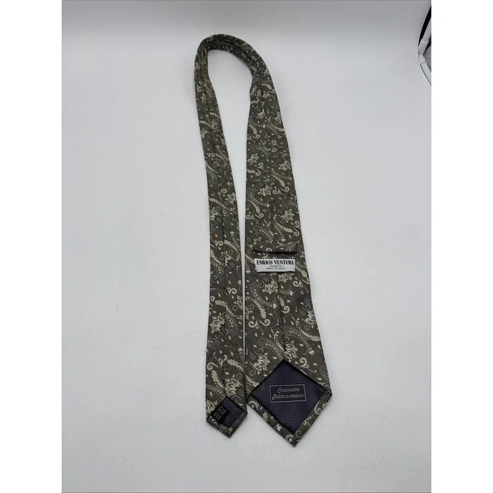 Enrico Venturi Cravatte Made In Italy Tie Light Green‎ Paisley 60